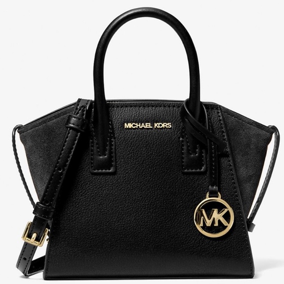Michael Kors Avril Extra-Small Leather and Suede Satchel Bag Black Multi - Picture 1 of 9